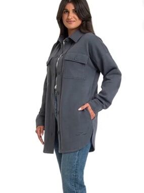 LAZYPANTS COZY  Shacket with Pockets | M | Stone Grey